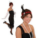 "Red Flapper Headband With Feather Accent"