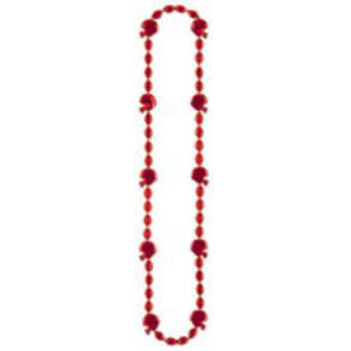 "Red Football Beads - 36 Inches Long"