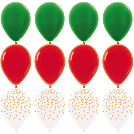 Red Green and Gold Balloon Bouquet