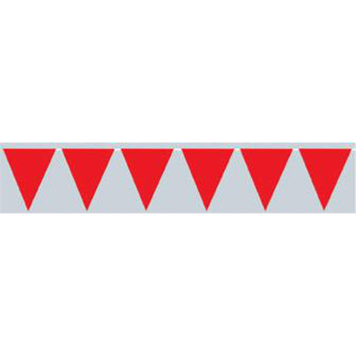 Red Triangular Pennant Banner - 10" X 12' - 1/Pack