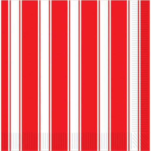 "Red & White Stripes Beverage Napkins - Pack Of 50"