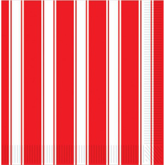 "Red & White Stripes Beverage Napkins - Pack Of 50"