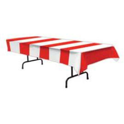 "Red & White Stripes Tablecover - 54"X108""