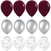Rich Burgundy and Silver Balloon Bouquet - 24ct