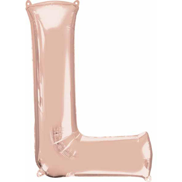 Rose Gold Letter L Balloon - 16" Foil Shape Pkg L16 Ci