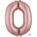 Rose Gold Number 0 Balloon - Package Shape - L34 Inches