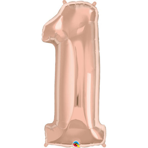 "Rose Gold Number #1 Balloon - 34 Inches Tall"