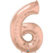 Rose Gold Number #6 Foil Balloon - 34"