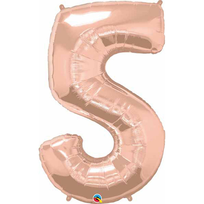 Rose Gold Number 5 Balloon - 34 Inches.