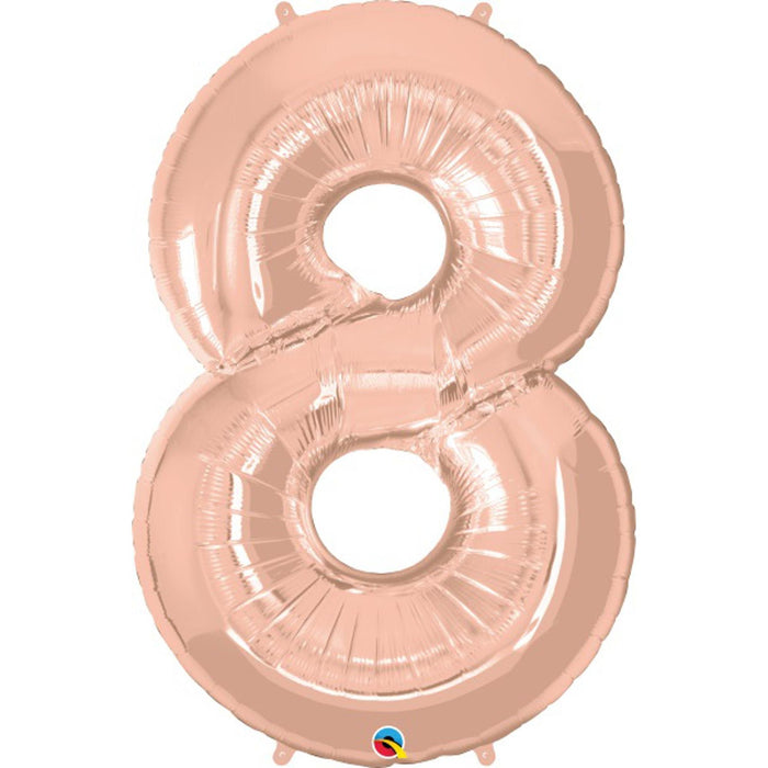 Rose Gold Number 8 Balloon - 16" Packaged (01371)