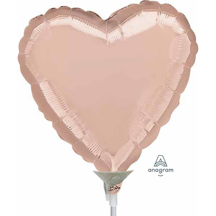 Rose Gold Heart Balloon - 9" Mylar A10