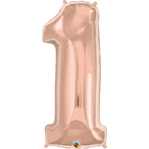 Rose Gold Number 1 Balloon - 16 Inch Packaged Foil Balloon, 01364.