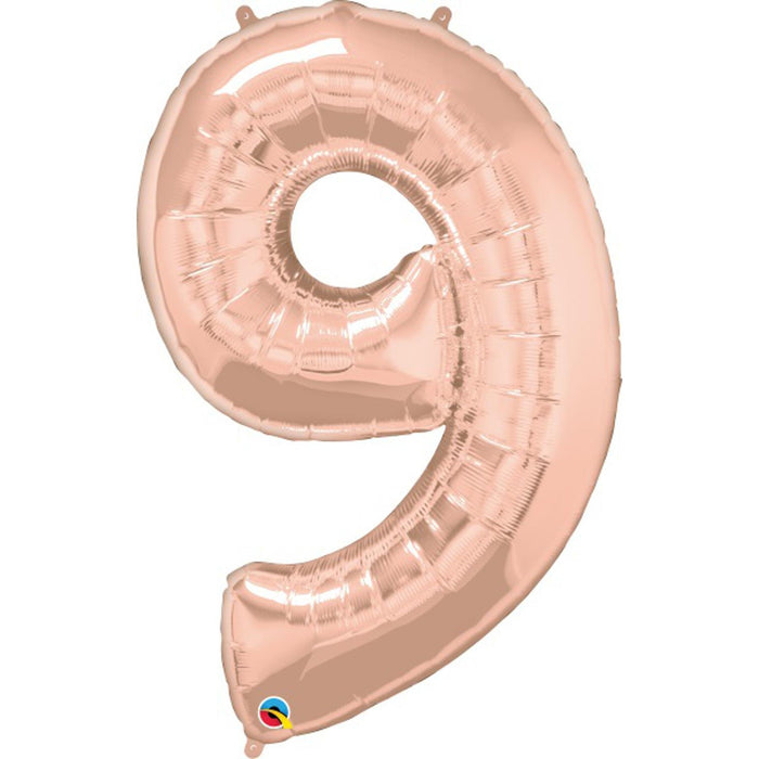 Rose Gold Number 9 Foil Balloon - 34 Inch (Pkg 01464)