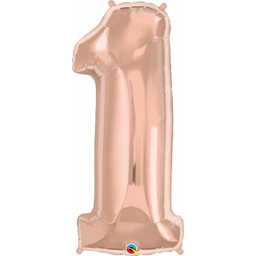 "Rose Gold Number 1 Balloon With Confetti - 34" (Qual)"