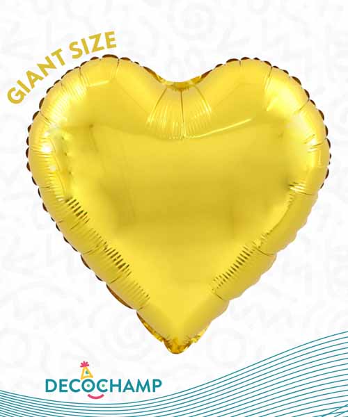 DecoChamp DecoHeart Gold Heart Foil Balloon, 68 Inch