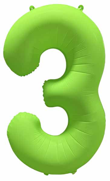 Decochamp 34-Inch Neon Green Number 3 Balloon
