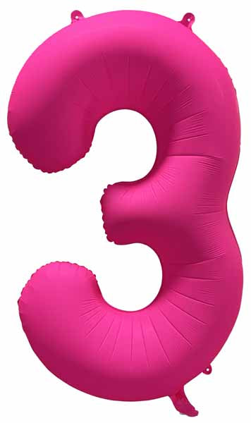 DecoChamp 34-Inch Neon Pink Number 3 Balloon
