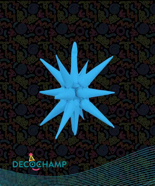 Decochamp 22-Inch Neon Blue Starburst Foil Balloon
