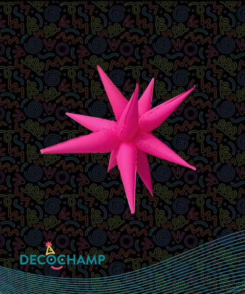 DecoChamp Neon Pink Starburst Foil Balloon, 26 Inch