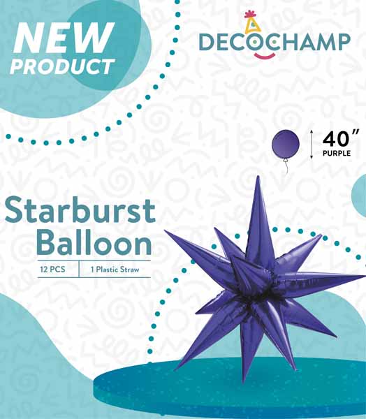 Decochamp 40" Purple Starburst Foil Balloon