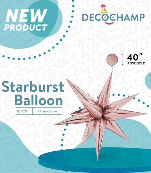 DecoChamp 40-Inch Rose Gold Starburst Foil Balloon