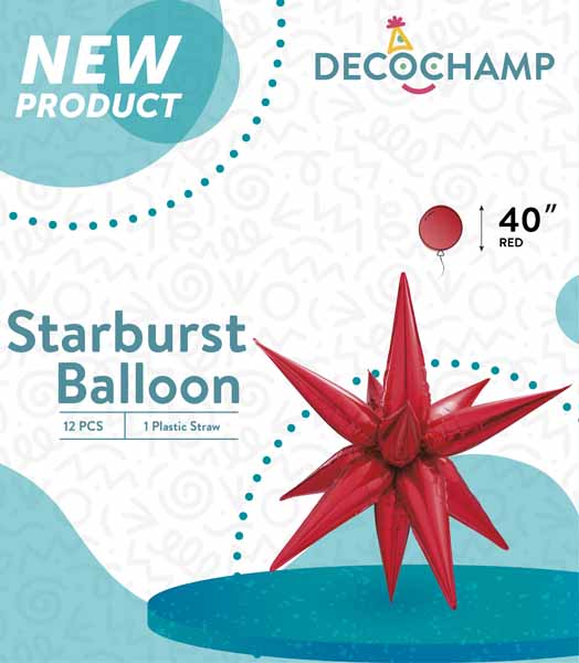 DecoChamp 40-Inch Red Starburst Foil Balloon