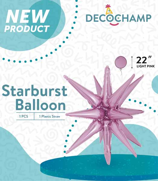 DecoChamp 22-Inch Light Pink Starburst Foil Balloon