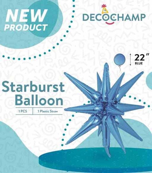 Decochamp 22-Inch Blue Starburst Foil Balloon