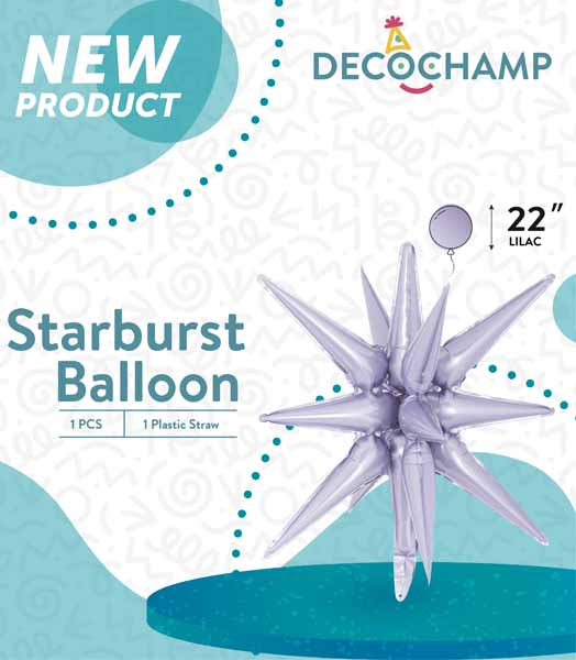 DecoChamp 22 Inch Lilac Starburst Foil Balloon