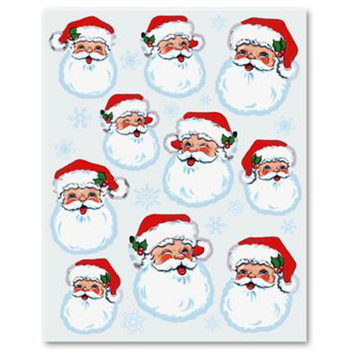 Large Sheets Of Santa Face Stickers (12/Pk)