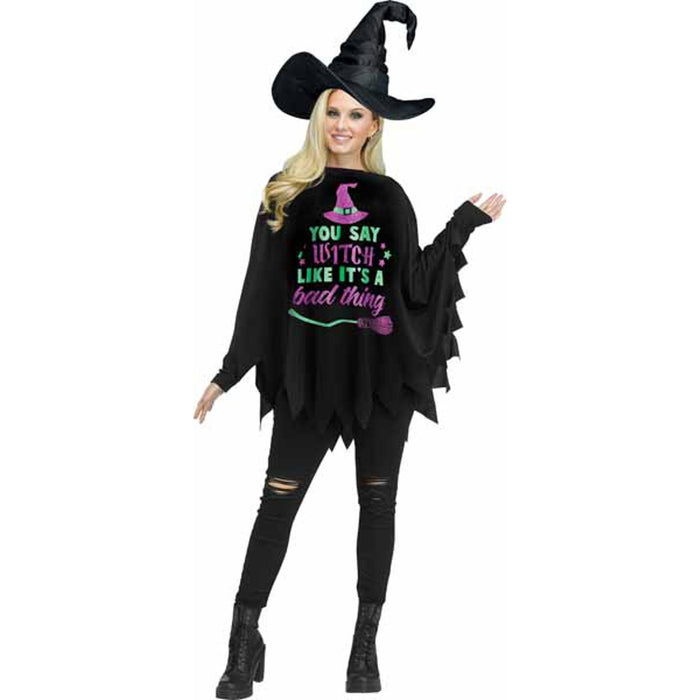 Sassy Witch Women's Halloween Poncho (1/Pk)