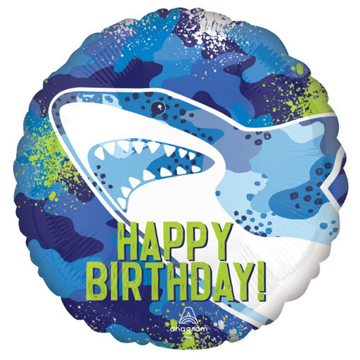 18" Happy Birthday Shark Foil Balloon (5/Pk)