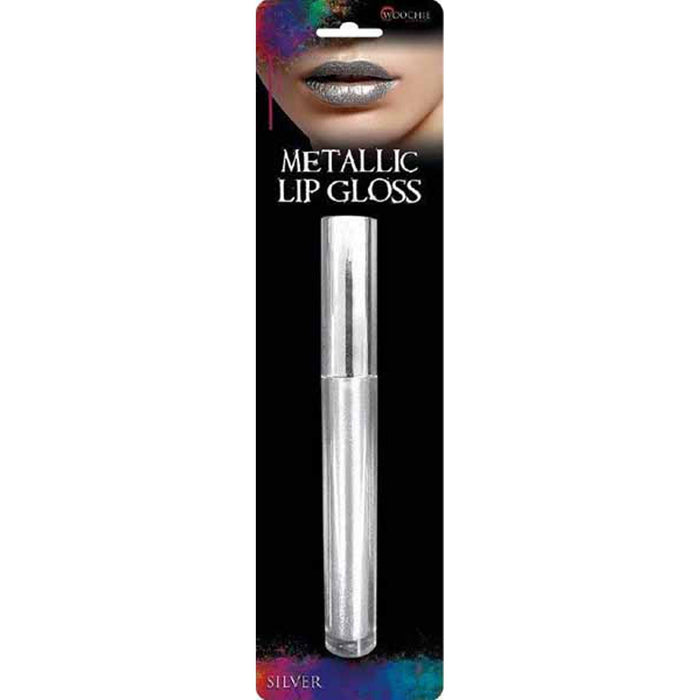 "Shimmery Silver Metallic Lip Gloss In Blister Card Packaging"