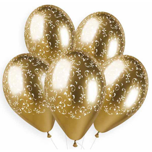 "Shiny Gold Filigree Balloons - 13" - Pack Of 25"