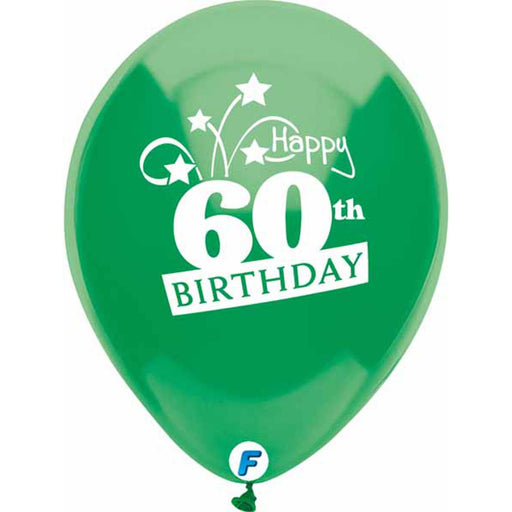 Funsational 12" Happy 60th Birthday Shooting Stars Latex Balloons (8/Pk)