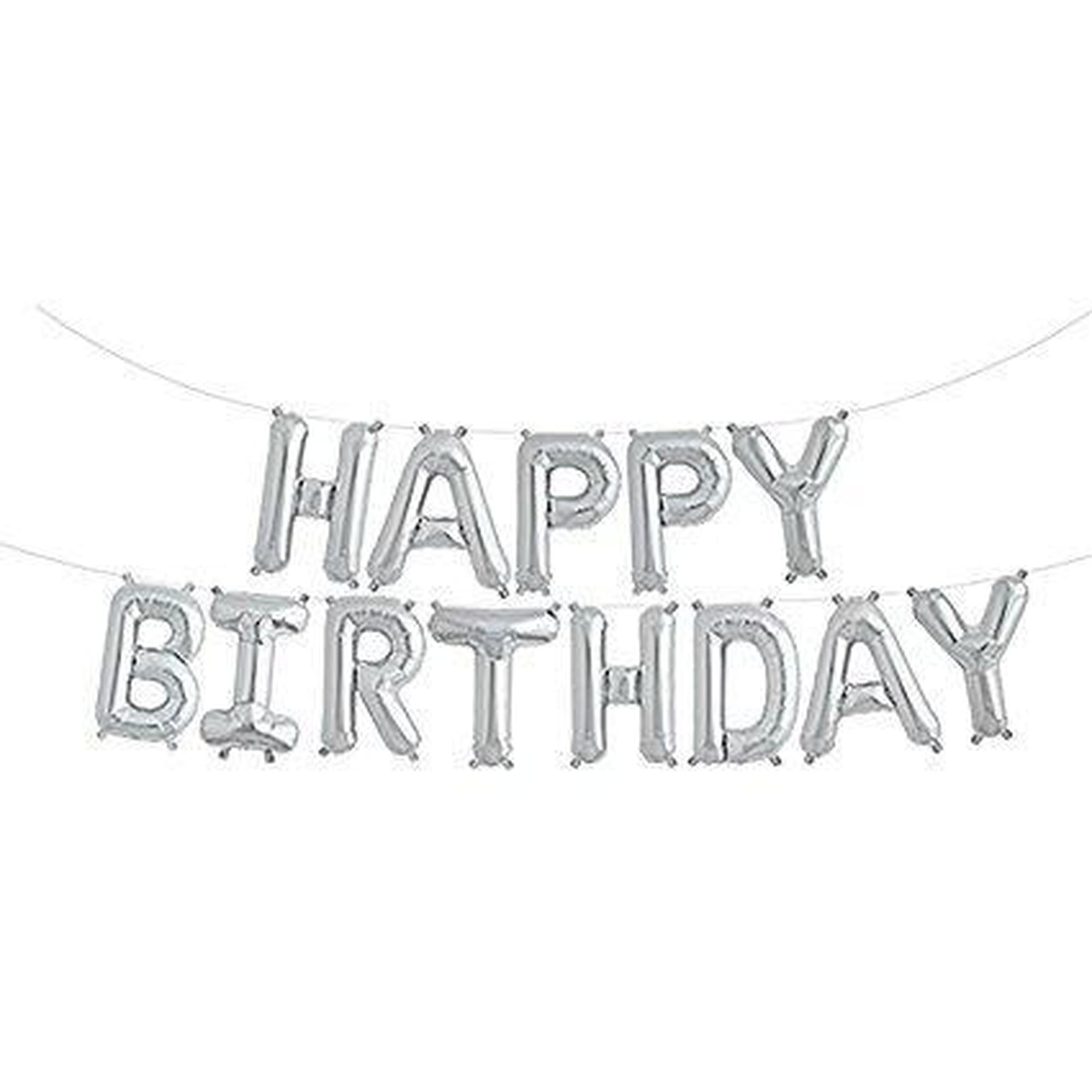 happy Birthday Script And Balloons Gift Wrapping Paper Blue
