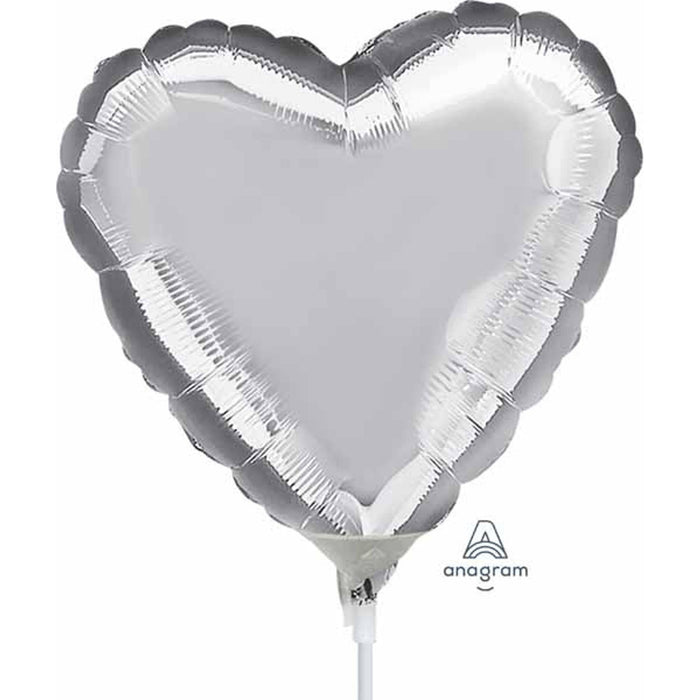 Silver Heart Mylar Balloon - 4" A10 #W4Hsrsr