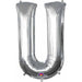 Silver Letter U Balloon Pkg - 33" Shape L34