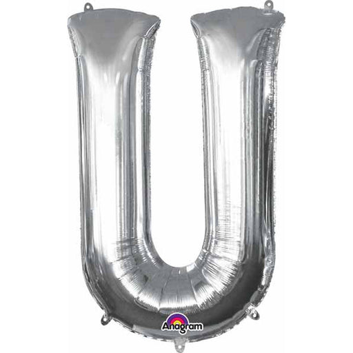 "Silver Letter U Balloon - 16 Inches"