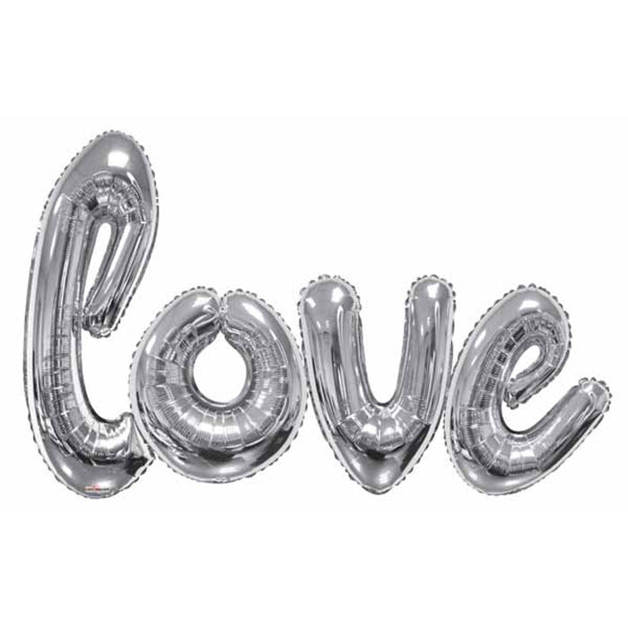 "Silver Love Script Decoration - 7.5' Long X 4.5' Tall"