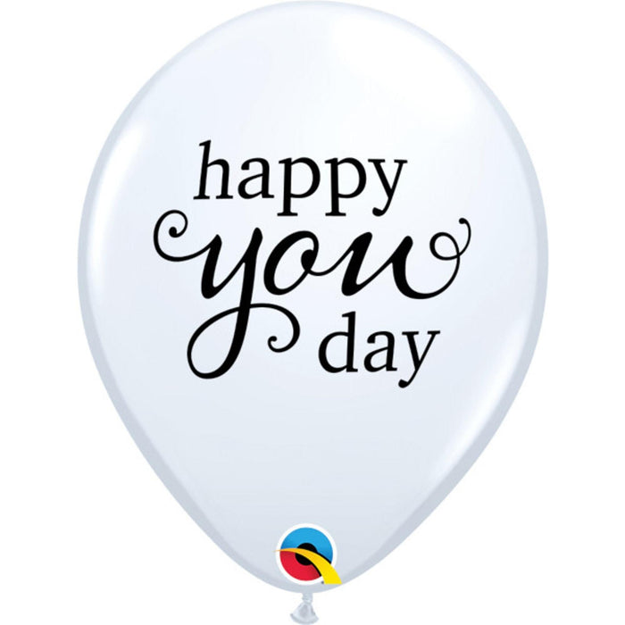 Simply Happy You Day White Balloons - Pack Of 50 (11" Size)