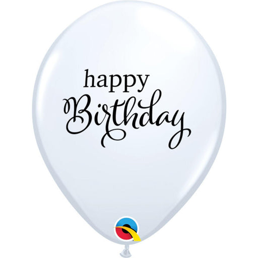 Stylish 11-inch Simply Happy Birthday Latex Balloon in Black and White