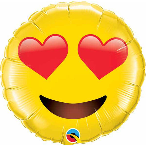"Smiley Face Heart Eyes 28" Round Balloon Package"