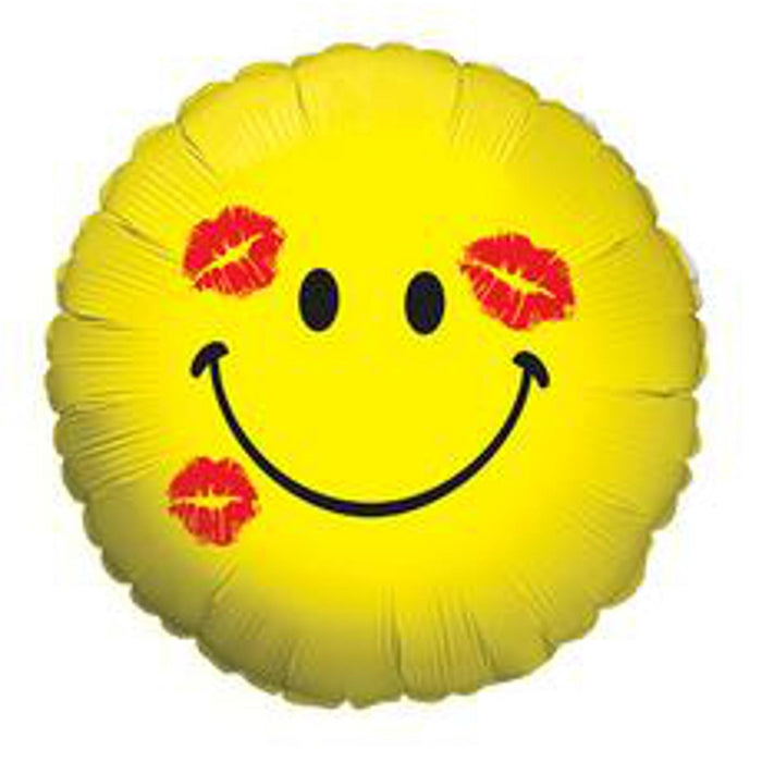 "Smiley Kiss Yellow Balloon - 18" Foil Pkgd"