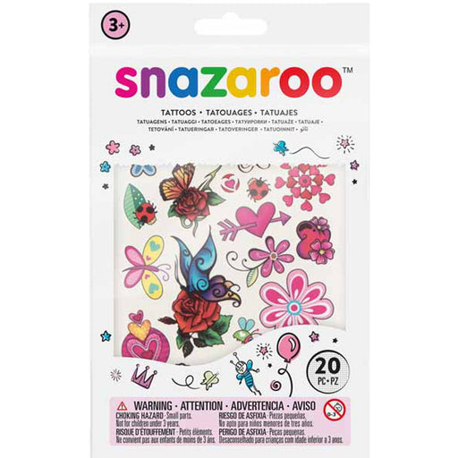 Snazaroo Girls Temporary Tattoo Set - 20 Designs.