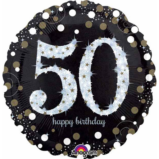 Sparkling 50Th Birthday Holographic Balloon Package