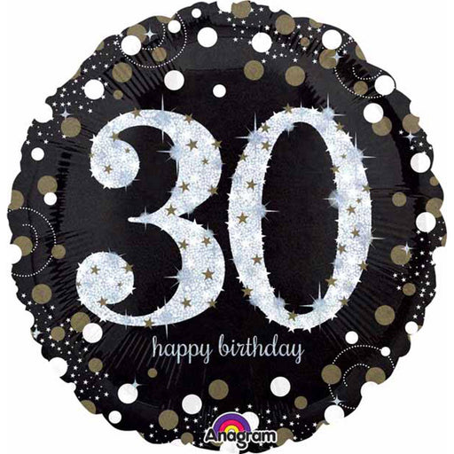 "Sparkling 30Th Birthday Balloon - 18" Holo S55 Flat"