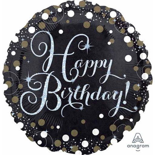 Sparkling B-Day Holo 18" Round Balloon Package.