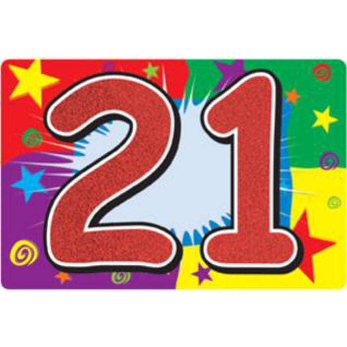 "Sparkling Glitter Number Sign #21 - 10"X15""