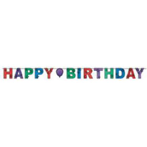 Sparkling Celebrations Multicolor Glittered Happy Birthday Streamer for Festive Decor (1/Pk)